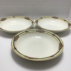 3 Edwin M. Knowles China Bowls Decorated With Bands of Tiny flowers Art Deco
